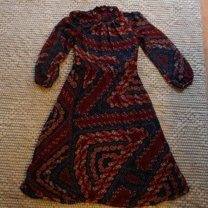 Julia Jordan Long Sleeve Midi Dress Paisley Print Size 4